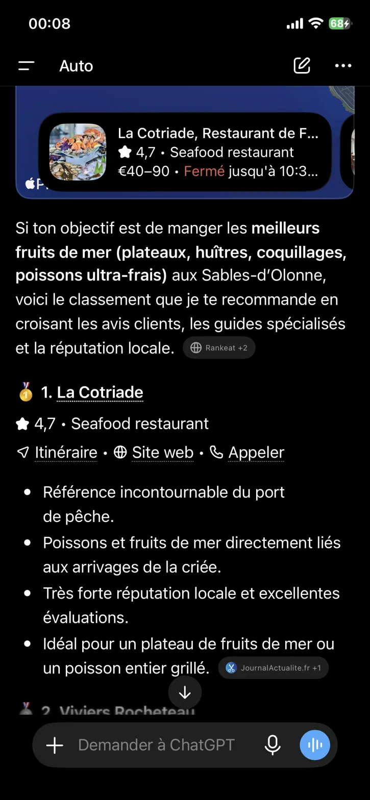 La réponse de ChatGPT